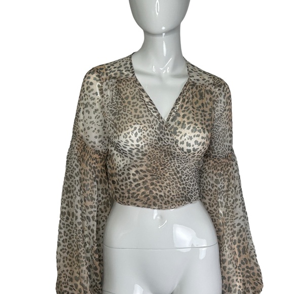 P2F Swim Coverup 2 Pc Top & Shorts Animal Print XS/S Sheer Festival Beach - Picture 3 of 16